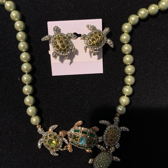 Heidi Daus Turtle Necklace and earrings set